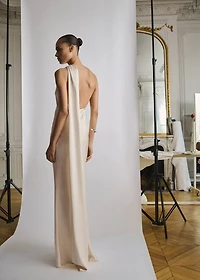 Asymmetrical bow-neck dress