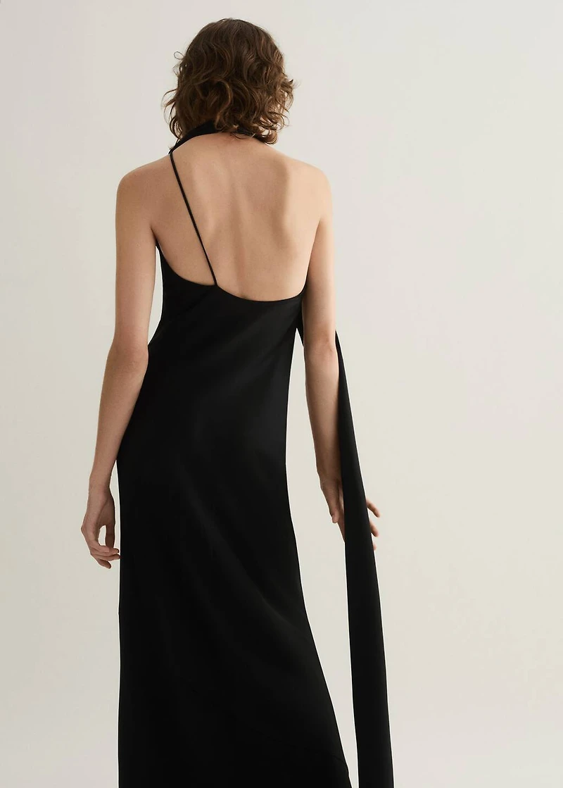 Asymmetrical bow-neck dress