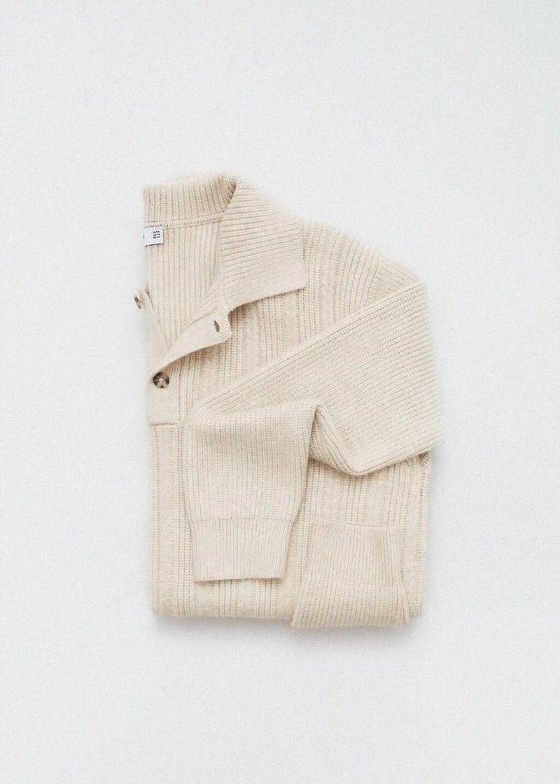 Knitted structured polo sweater