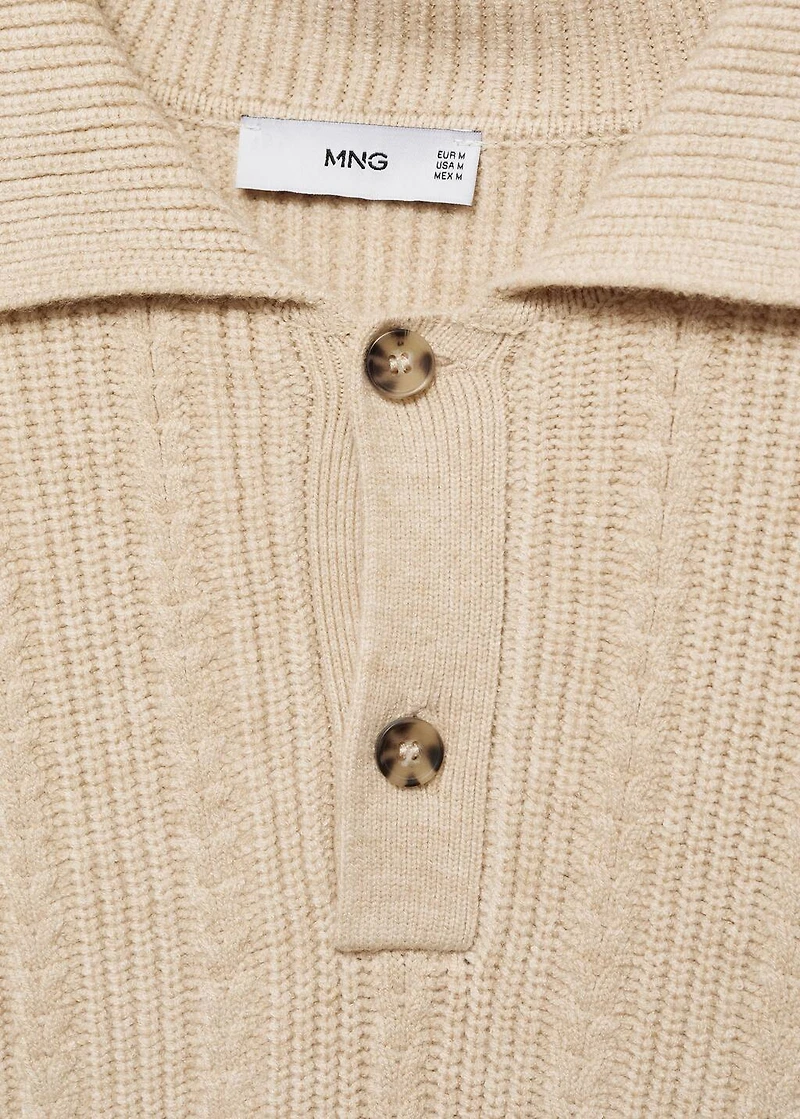 Knitted structured polo sweater