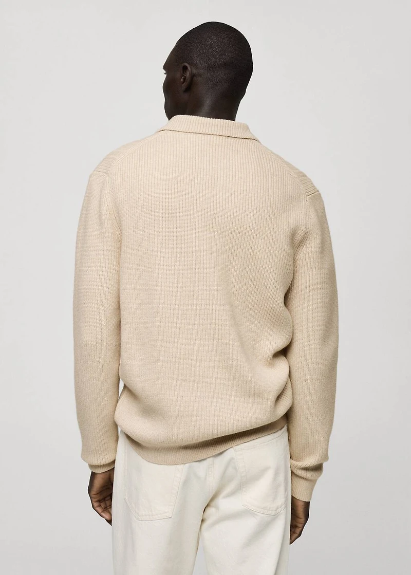 Knitted structured polo sweater