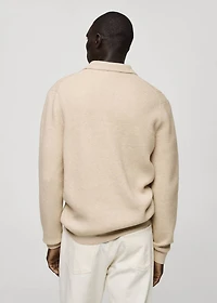 Knitted structured polo sweater