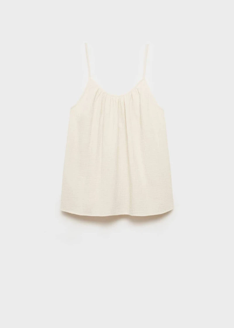 Plain cotton spaghetti-strap pajama top