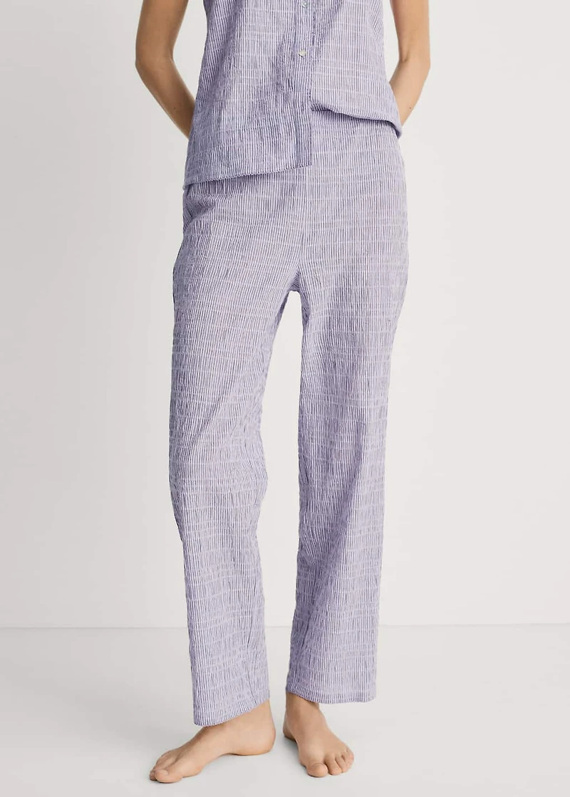 Cotton striped woven seersucker pants