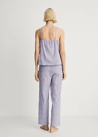 Cotton striped woven seersucker pants