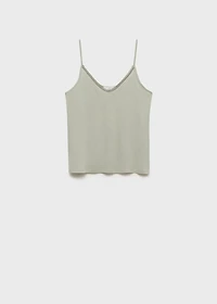 Cotton pajama top with lace contrast