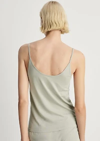 Cotton pajama top with lace contrast