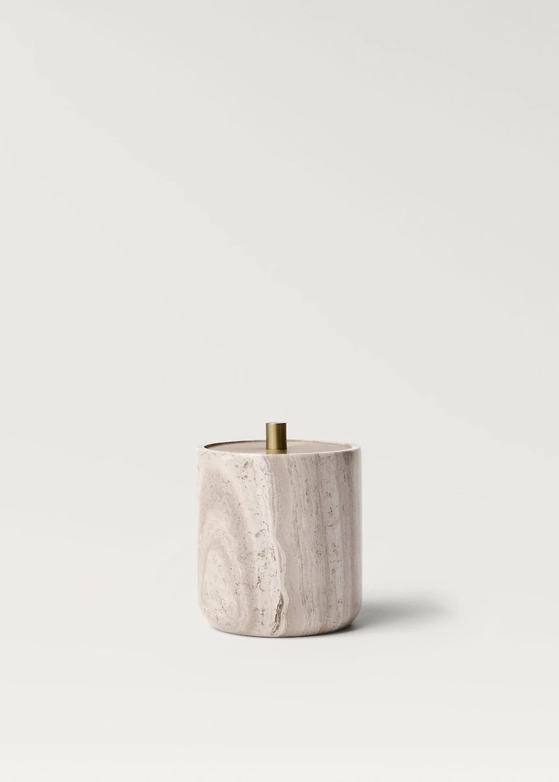 Marble bathroom jar with metal lid