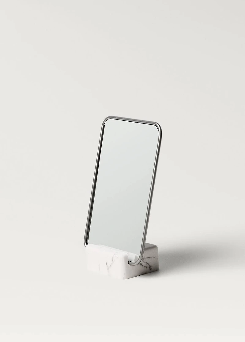 Marble-effect resin dressing table mirror