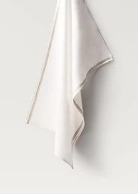 Linen dish cloth with stripes and dyed yarn