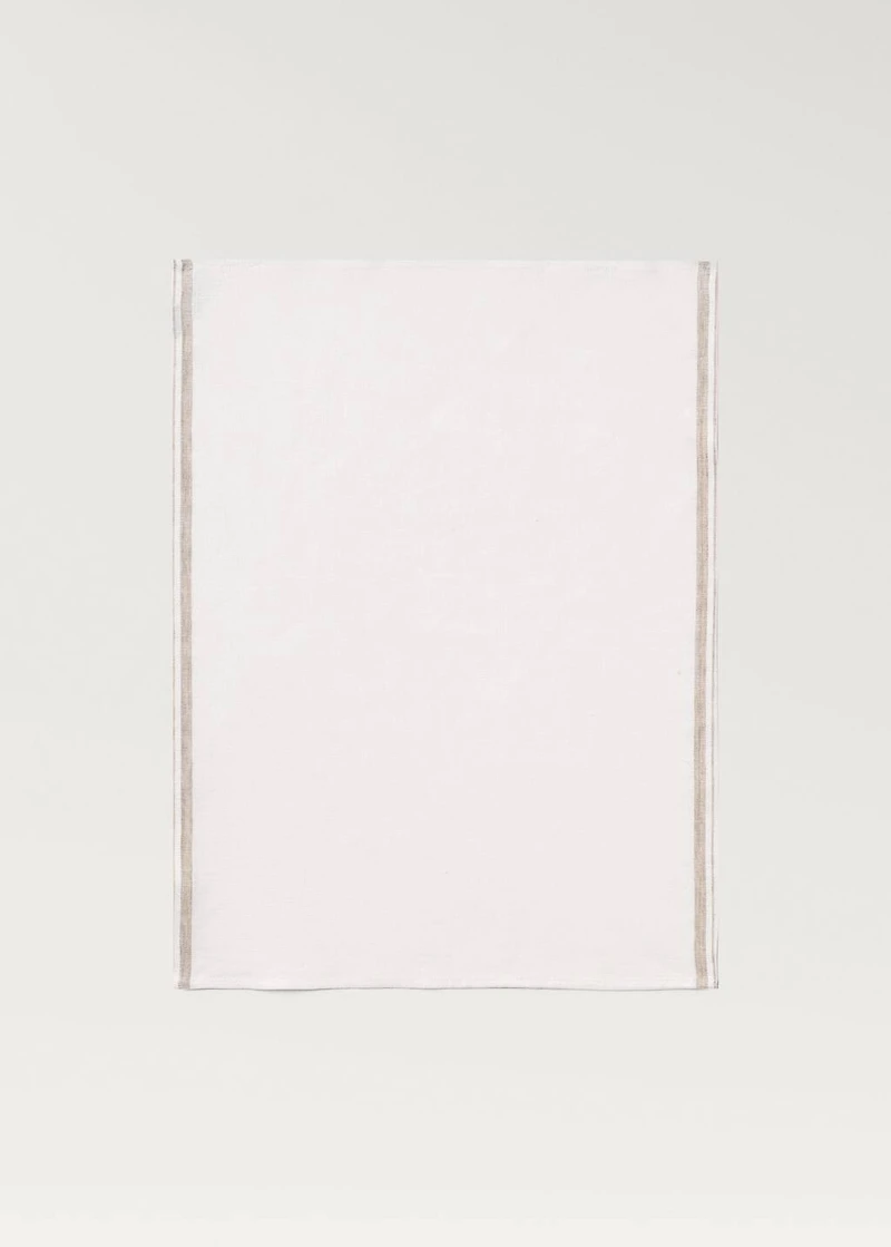 Linen dish cloth with stripes and dyed yarn