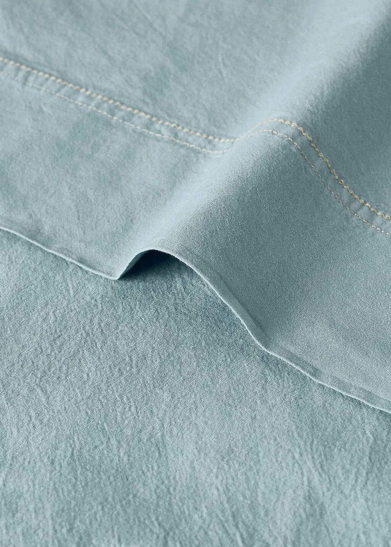 Children's washed cotton double-stitched top sheet for 90 cm bed