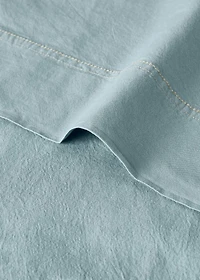 Children's washed cotton double-stitched top sheet for 90 cm bed