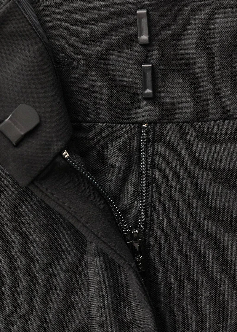 Wide leg wool-blend suit pants