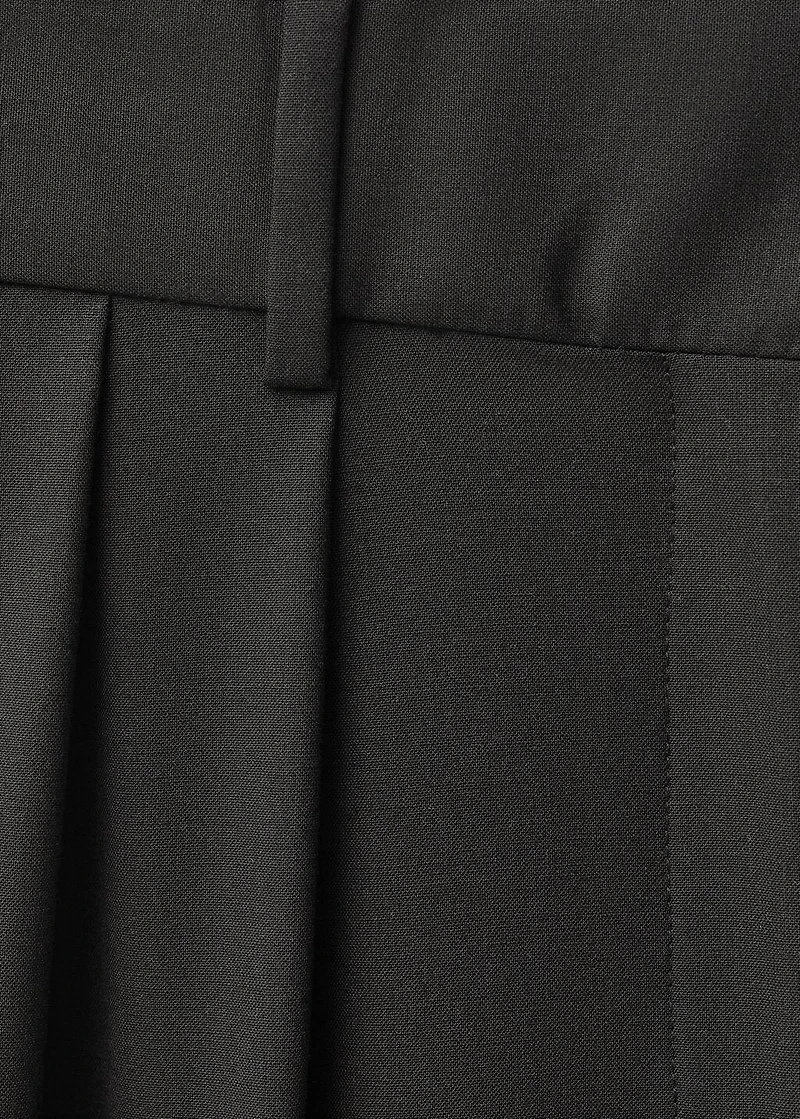 Wide leg wool-blend suit pants