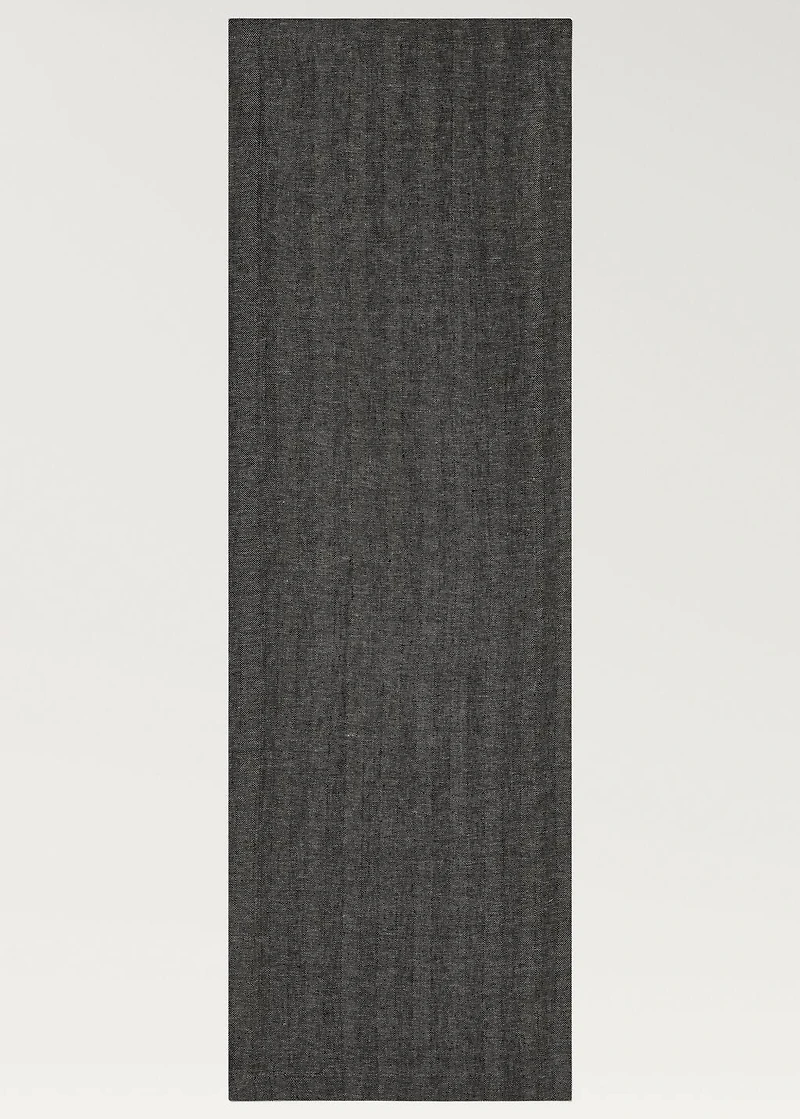 Linen table runner with herringbone structure