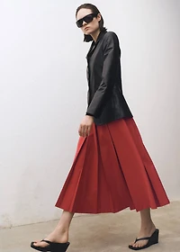 Wool-blend pleated skirt