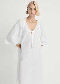 Cotton robe with lace