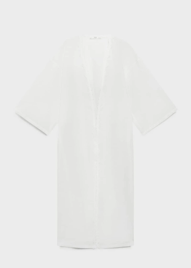 Cotton robe with lace