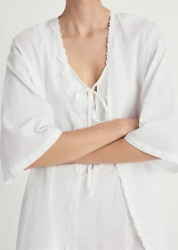 Cotton robe with lace