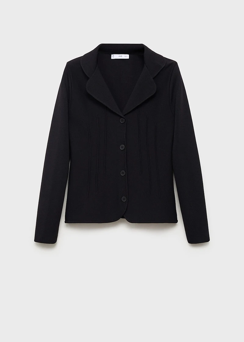 Knitted jacket with lapel collar