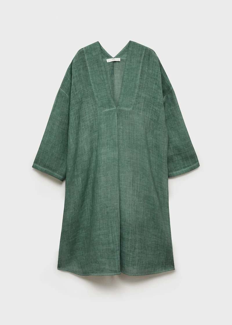 Ramie caftan with overdyed design