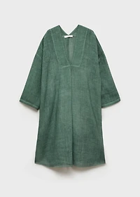 Ramie caftan with overdyed design