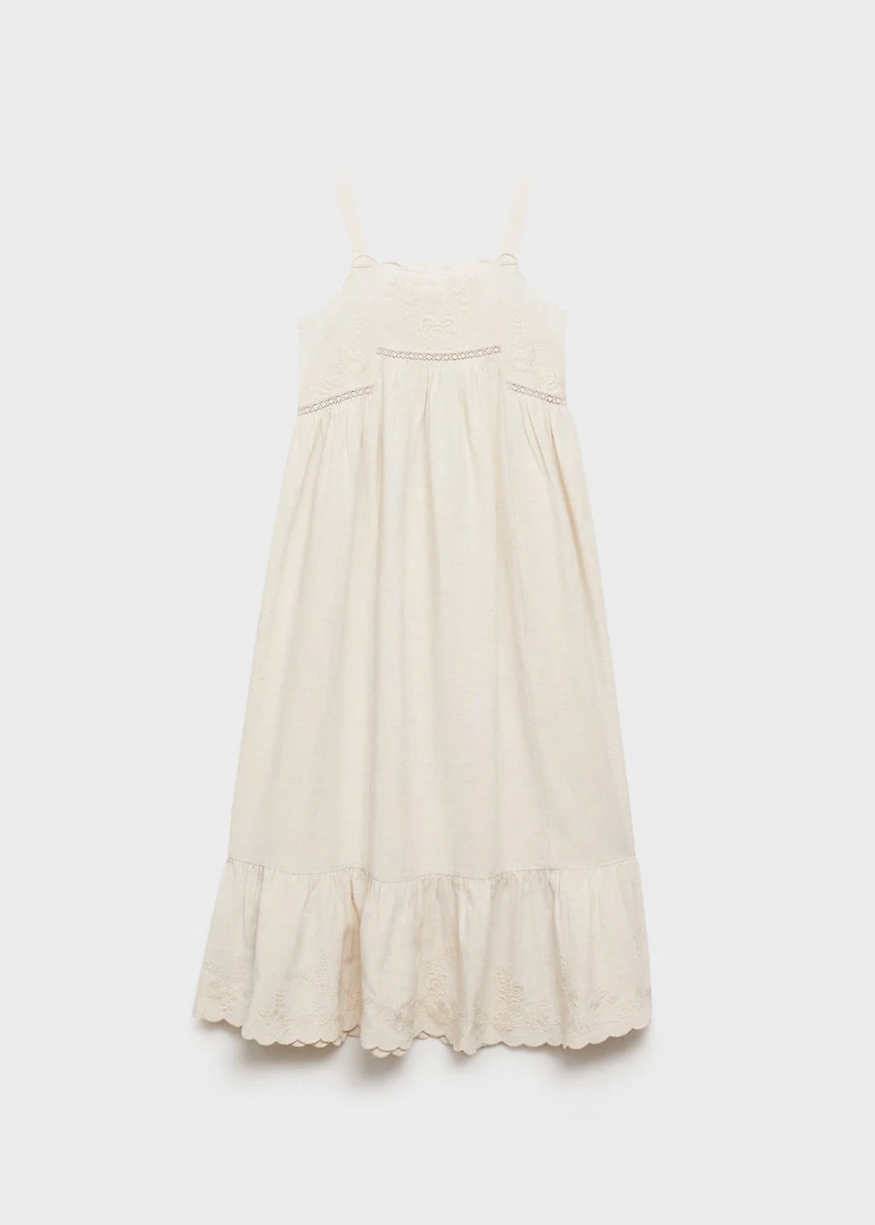 Cotton linen embroidered dress