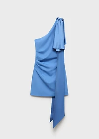 Draped satin dress with bow detail