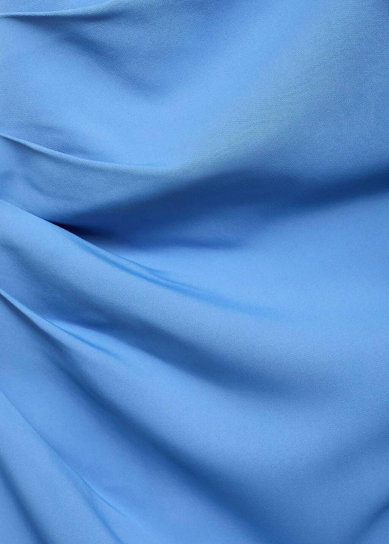 Draped satin dress with bow detail