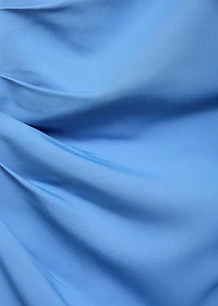 Draped satin dress with bow detail