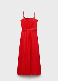 Bow linen-blend dress