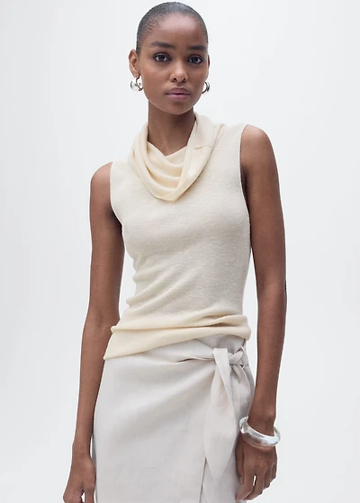 Knitted top with draped neck