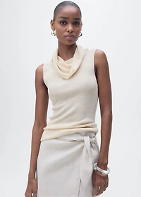 Knitted top with draped neck