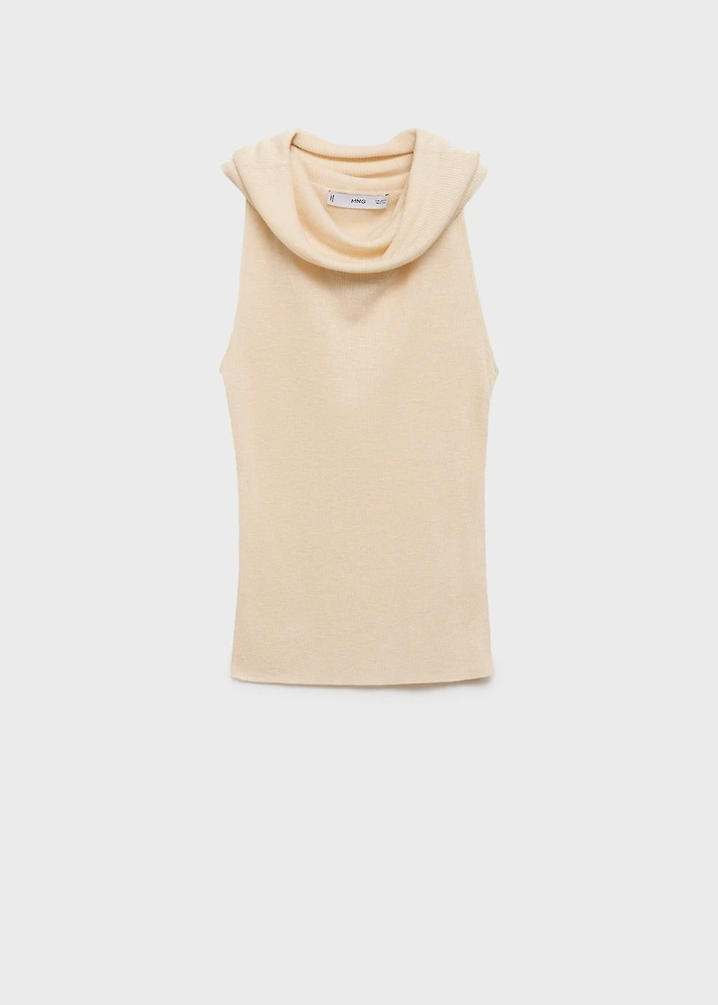 Knitted top with draped neck