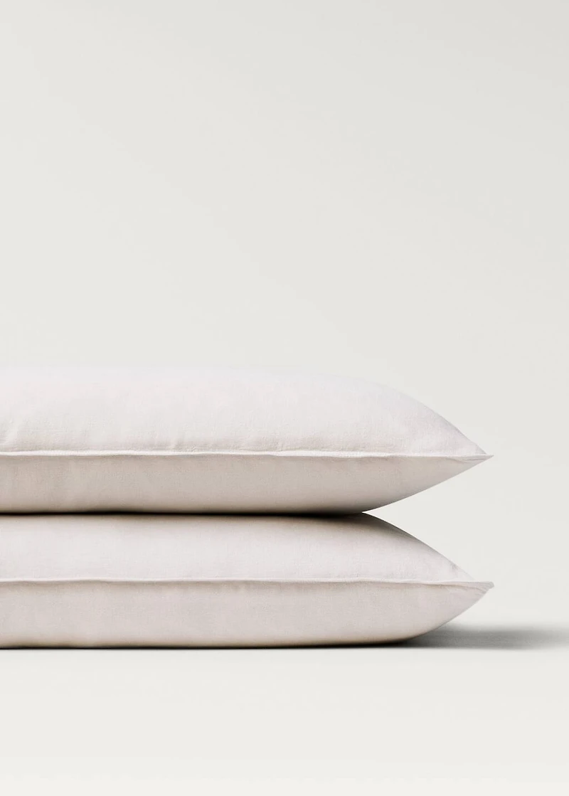 Two washed linen pillowcases 50x75 cm
