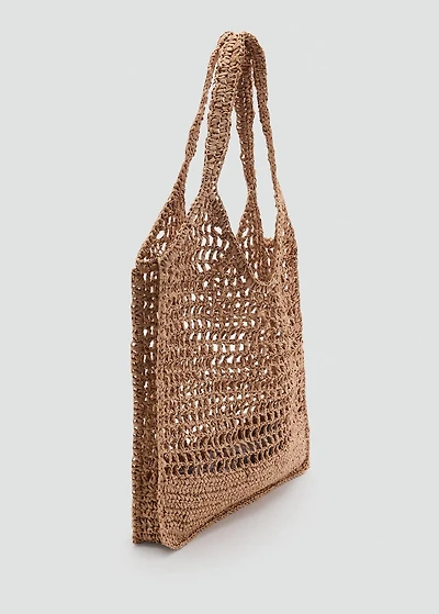 Double handle shoulder bag natural fiber