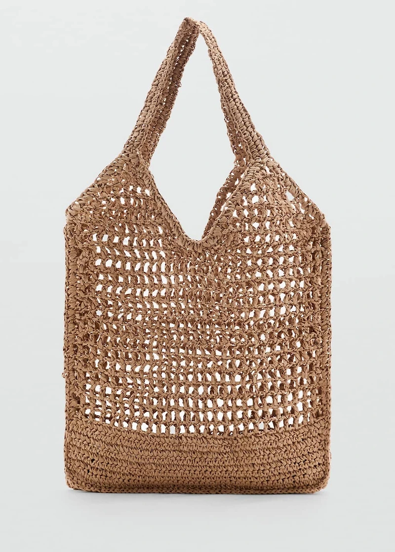 Double handle shoulder bag natural fiber