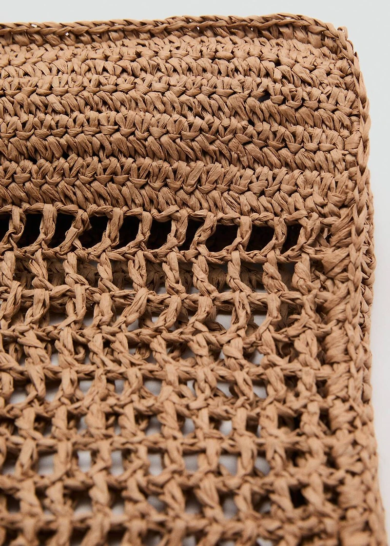 Double handle shoulder bag natural fiber