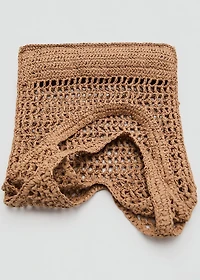 Double handle shoulder bag natural fiber