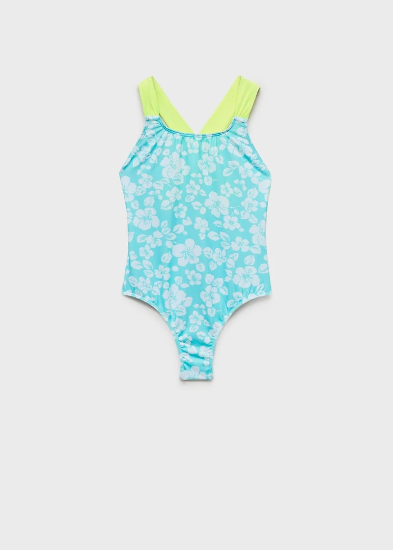 Cross-back printed swimsuit