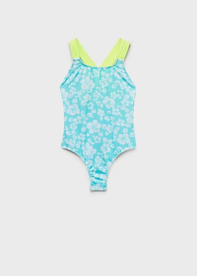 Cross-back printed swimsuit