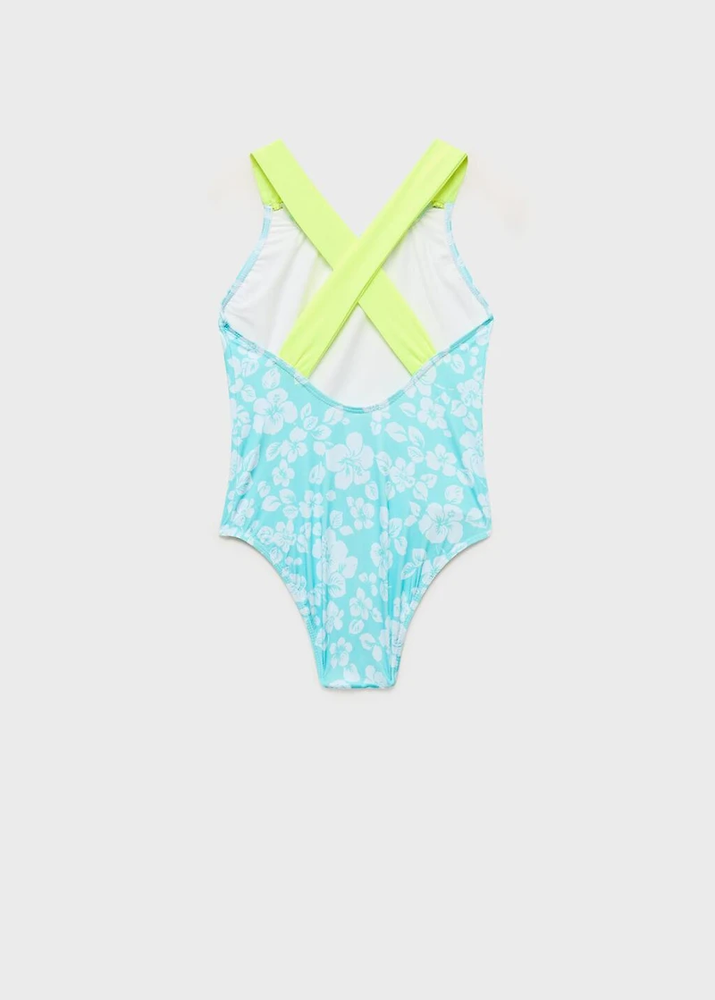 Cross-back printed swimsuit