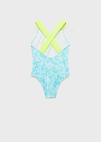 Cross-back printed swimsuit