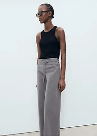 Straight pants with fine belt