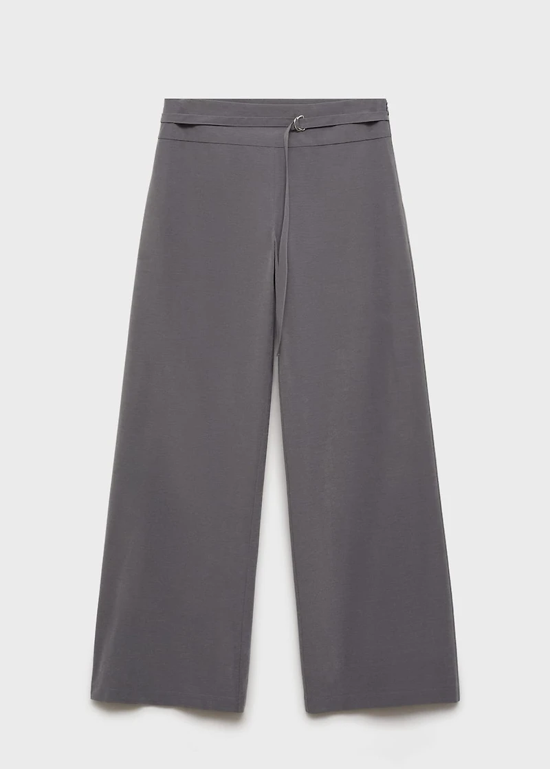 Straight pants with fine belt