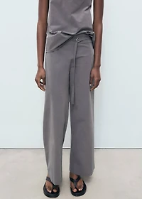 Straight pants with fine belt
