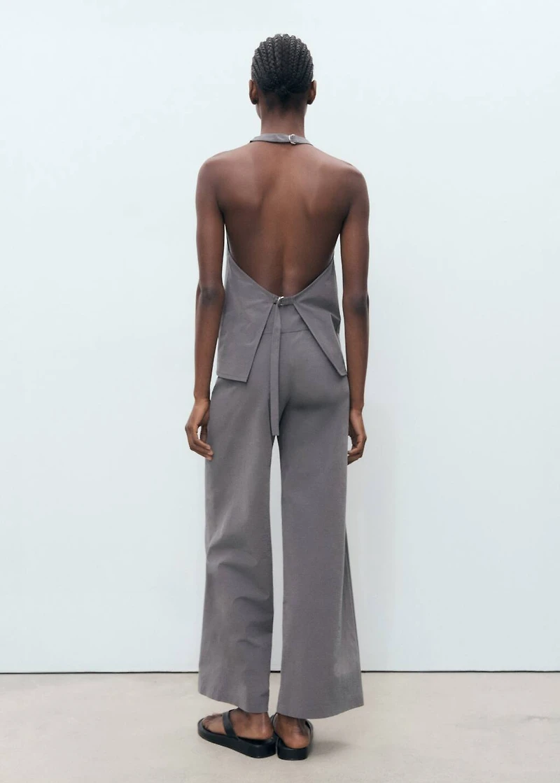 Straight pants with fine belt