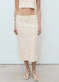 Midi-skirt with embossed flowers