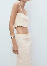 Midi-skirt with embossed flowers